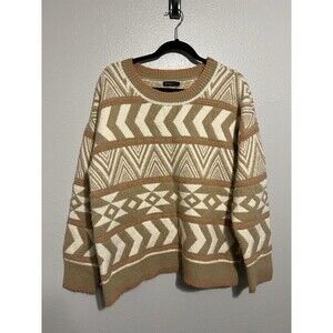 Very J Pullover Sweater Women's Medium Long Sleeve Aztec Crew Neck Southwestern